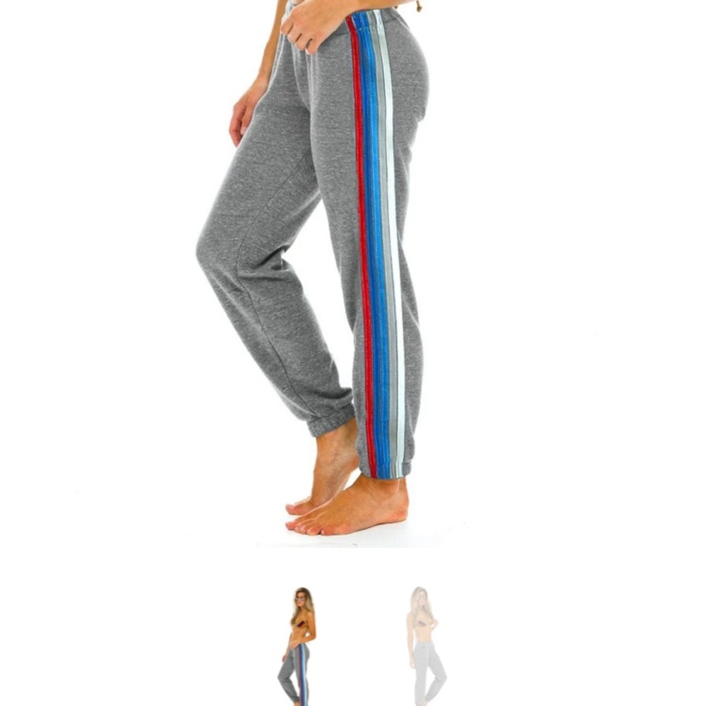 WOMEN'S 5 STRIPE AVIATOR NATION SWEATPANTS - HEATHER GREY // USA